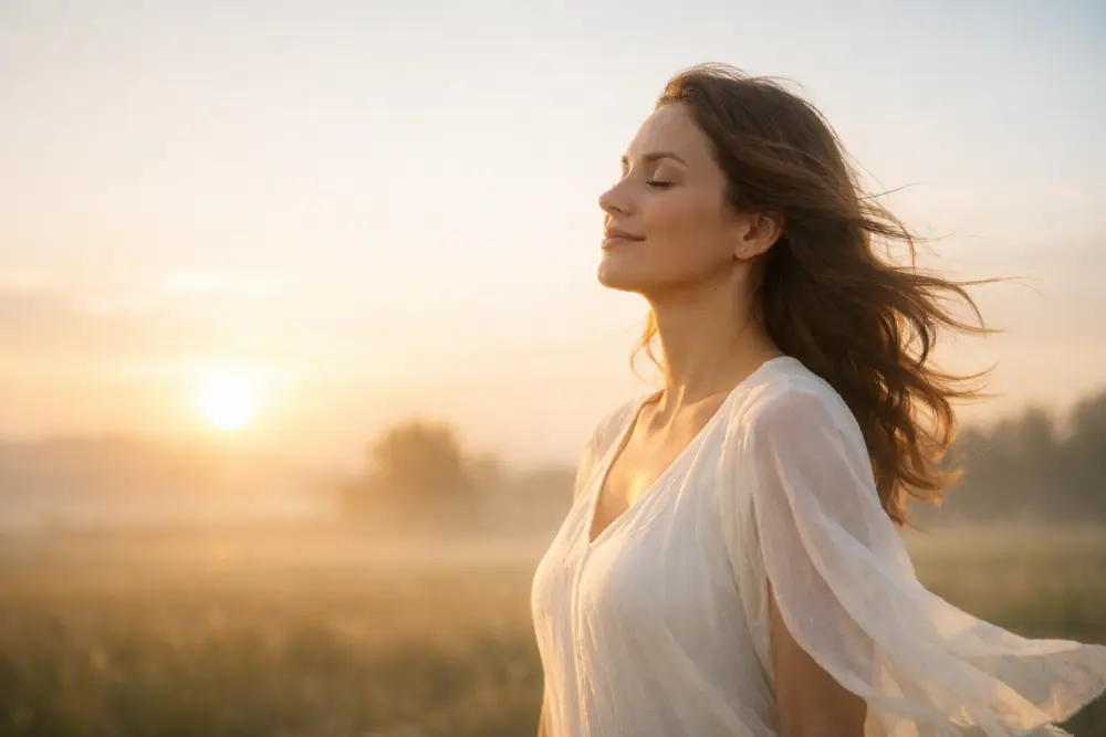 Woman experiencing peace and healing during women’s addiction recovery treatment