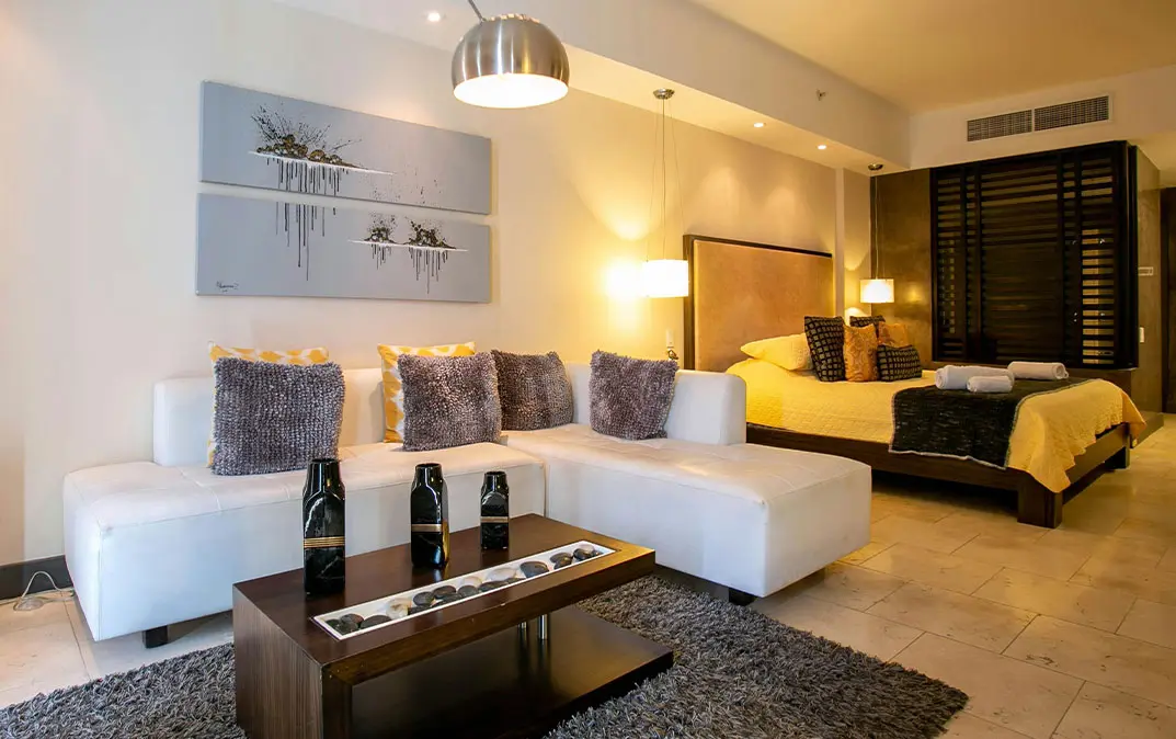 Private luxury rehab suite with spa-inspired interior, modern furnishings, and comfortable residential amenities
