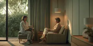 Prospective client asking questions before choosing a rehab center
