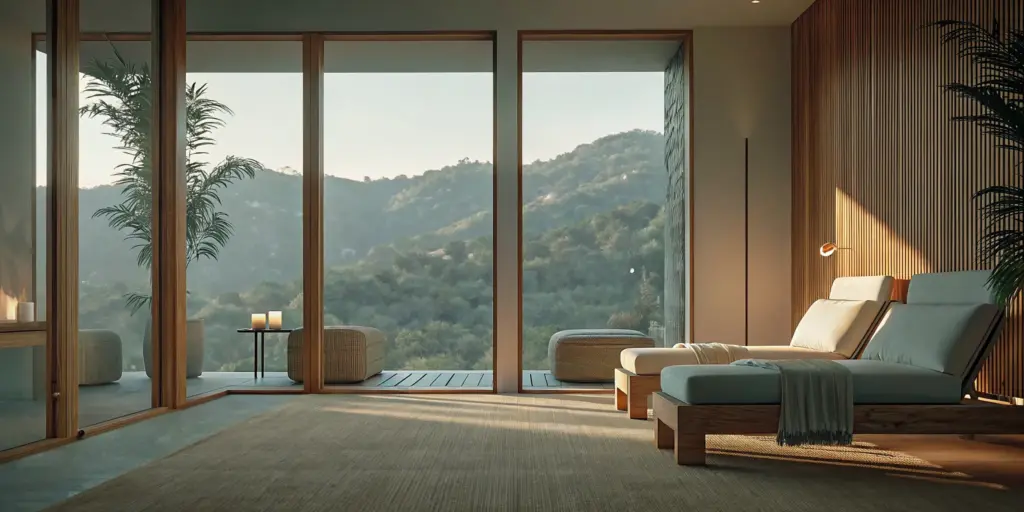 Luxury residential treatment space in Hollywood Hills with warm natural light