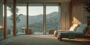 Luxury residential treatment space in Hollywood Hills with warm natural light