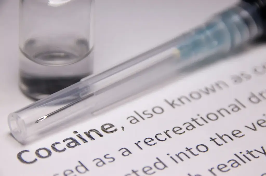 Close-up image illustrating cocaine as an illicit stimulant drug associated with binge use, health risks, and cocaine addiction
